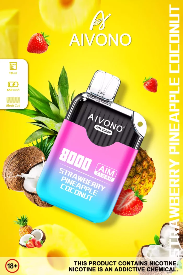 Aivono Aim Clear 8000 boccate dal sapore morbido con nicotina 5% e batteria ricaricabile