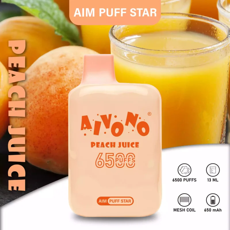 Aivono Aim Puff Star 6500 Puffs 10 Delicious Flavors in a Long-Lasting Rechargeable Disposable Vape