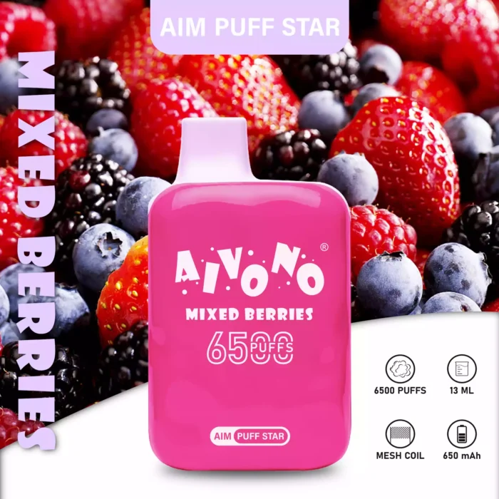 Aivono Aim Puff Star 6500 Puffs 10 Delicious Flavors in a Long-Lasting Rechargeable Disposable Vape