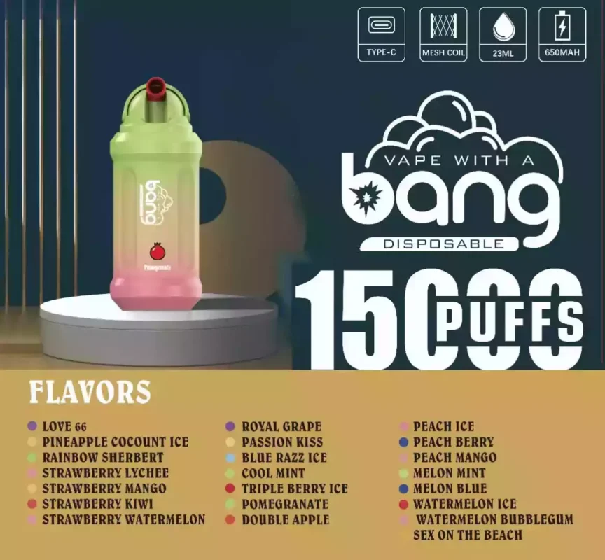 Bang 15000 Puffs Long-lasting Disposable Vape Pen with 21ml E-liquid Capacity