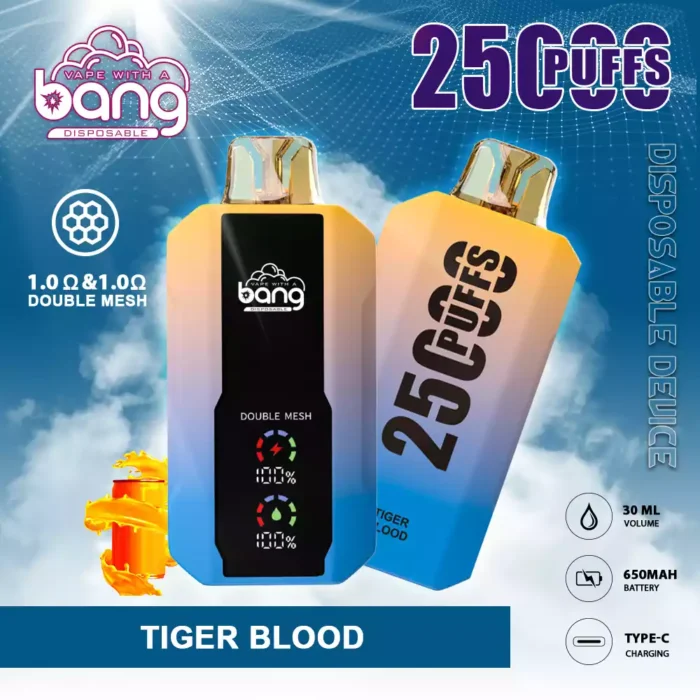 Bang 25000 Puffs Full Screen 25ml Capacity & Multiple Nicotine Strengths