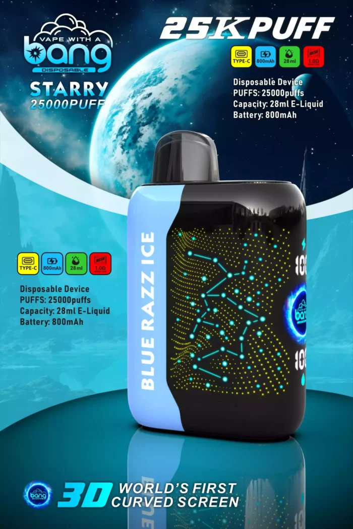 Bang Starry 25000 Puffs Disposable Vape for Bulk Purchases with 28ml Capacity and 800mAh Rechargeable Battery