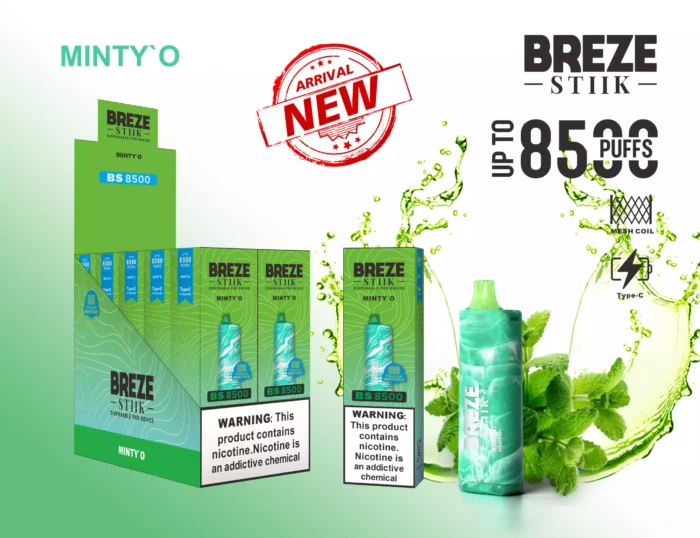 Breze Stiik BS 8500 Puffs Disposable Vape with 16 Delicious Flavors & Rechargeable Battery