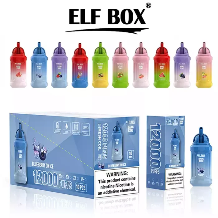 ELF BOX-BK 12000 Puffs Disposable Vape Pen with 650mAh Rechargeable Battery and 23ml E-Liquid