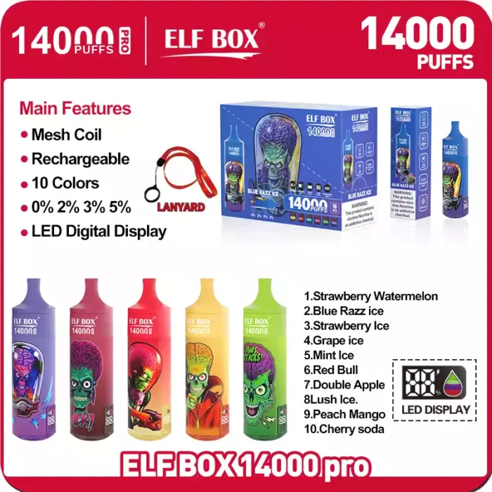 ELF BOX RGB 14000 Puffs Pro Disposable Vape with 25ml Capacity and 10 Delicious Flavors