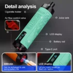 FIHP Shisha Hookah 12000 Puffs Disposable E-Cigarette with 6% Nicotine and LED Display