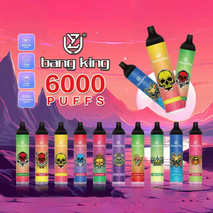 UZY Bang King 6000 Puffs The Best Mesh Coil Disposable Vape with RGB Design