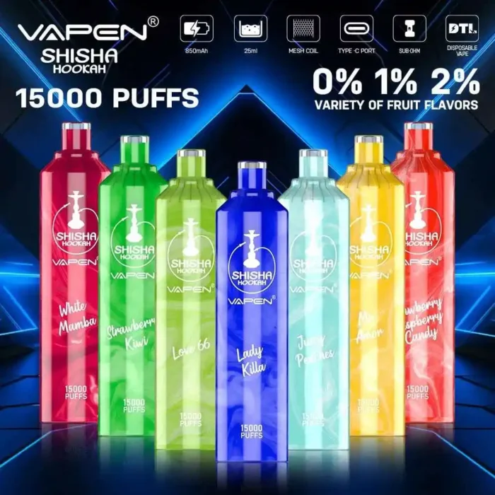 VAPEN SHISHA HOOKAH 15000 Puffs A Revolutionary Disposable Vape with 850mAh Battery and Smooth DTL Hits