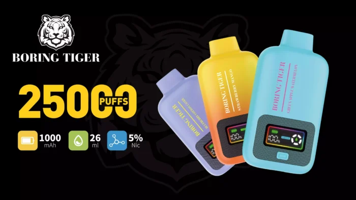 VASY Boring Tiger 25000 Puffs The Ultimate Disposable Vape with 50mg Nicotine and 17 Flavor Options