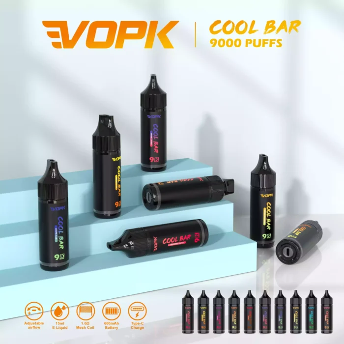 VOPK COOL BAR 9000 Puffs Enjoy Smooth Vaping with Mesh Coil and 15ML Capacity