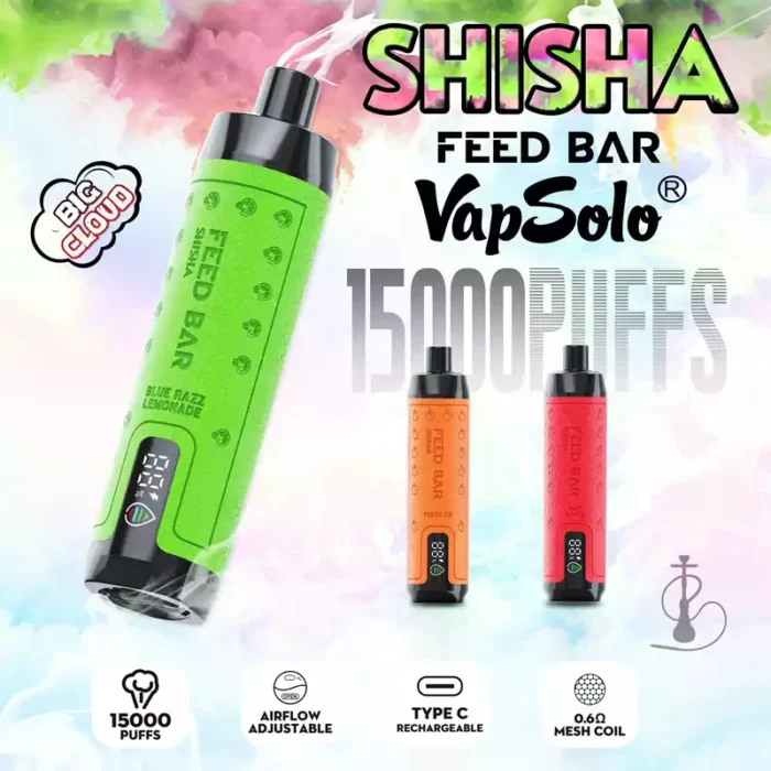 Vapsolo Shisha 15000 Puffs Premium Mesh Coil Disposable Vape with 650mAh Battery