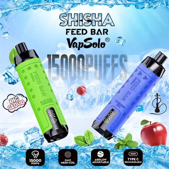 Vapsolo Shisha 15000 Puffs Premium Mesh Coil Disposable Vape with 650mAh Battery