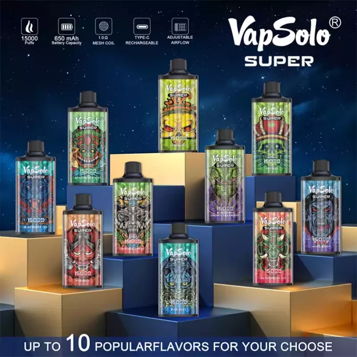 Vapsolo Super 15000 Puffs Perfect for Vaping on the Go with 15000 Puffs and Mesh Coil Technology