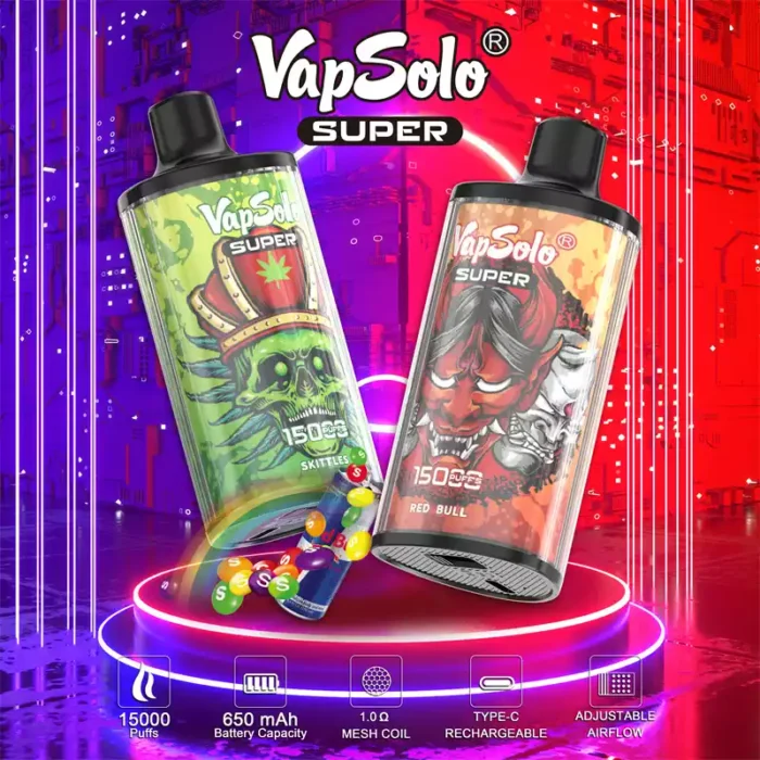 Vapsolo Super 15000 Puffs Perfect for Vaping on the Go with 15000 Puffs and Mesh Coil Technology