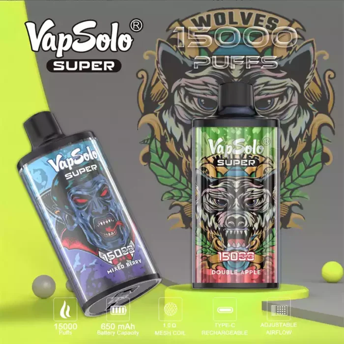 Vapsolo Super 15000 Puffs Perfect for Vaping on the Go with 15000 Puffs and Mesh Coil Technology