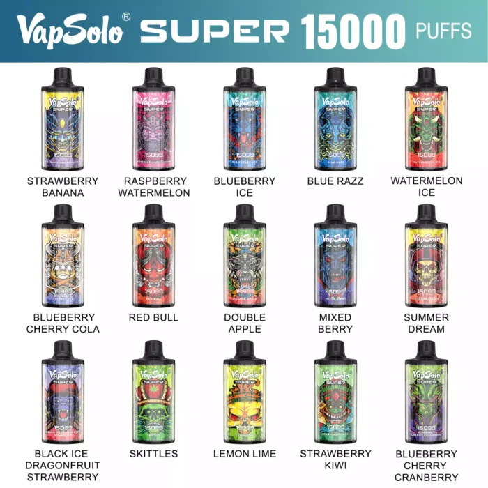 Vapsolo Super 15000 Puffs Perfect for Vaping on the Go with 15000 Puffs and Mesh Coil Technology