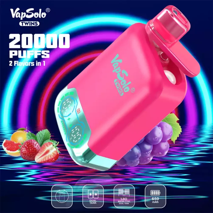 Vapsolo TWINS 20000 Puffs A 30ML E Liquid Disposable Vape with 5 Popular Flavors and Mesh Coil