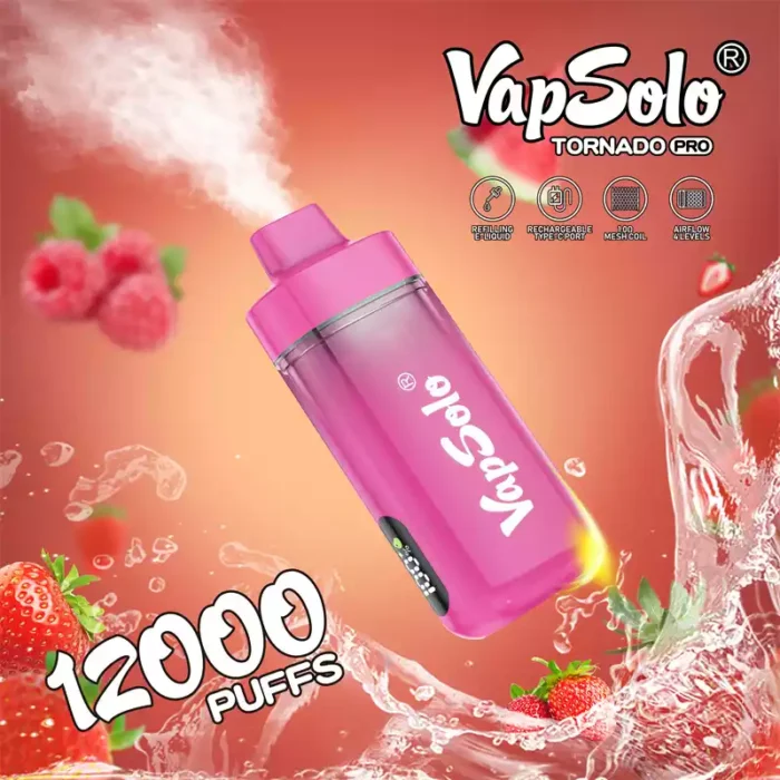 Vapsolo Tornado Pro 12000 Puffs A 22ML E Liquid Capacity Disposable Vape with Mesh Coil for Superior Flavor