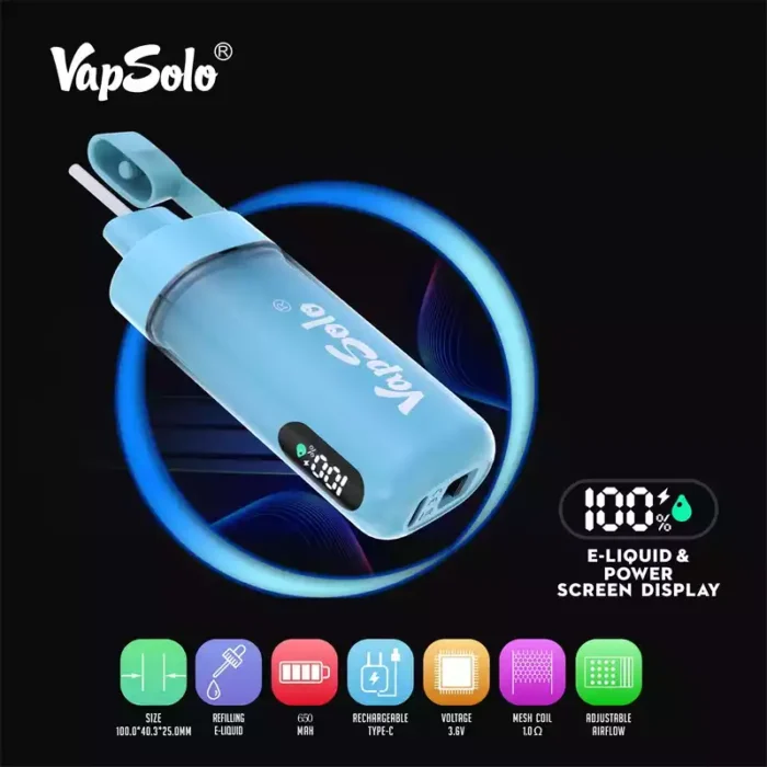 Vapsolo Tornado Pro 12000 Puffs A 22ML E Liquid Capacity Disposable Vape with Mesh Coil for Superior Flavor