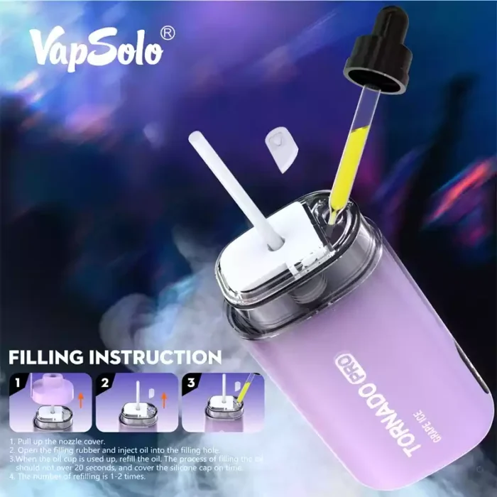 Vapsolo Tornado Pro 12000 Puffs A 22ML E Liquid Capacity Disposable Vape with Mesh Coil for Superior Flavor