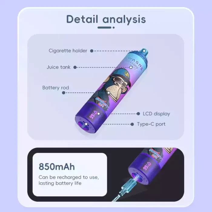 WASPE 15000 Puffs Review Een hoogwaardige wegwerpvape met opladen Type C en gaasbatterij
