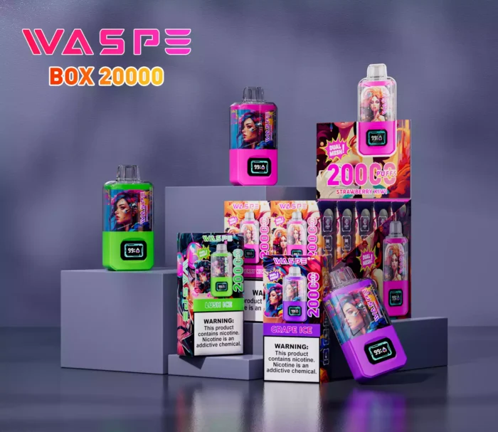 WASPE Dual Mesh Box 20000 Puffs Vape de larga duración con capacidad de 24ml y batería recargable de 900mAh
