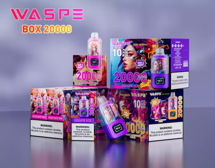WASPE Dual Mesh Box 20000 Puffs Vape de larga duración con capacidad de 24ml y batería recargable de 900mAh
