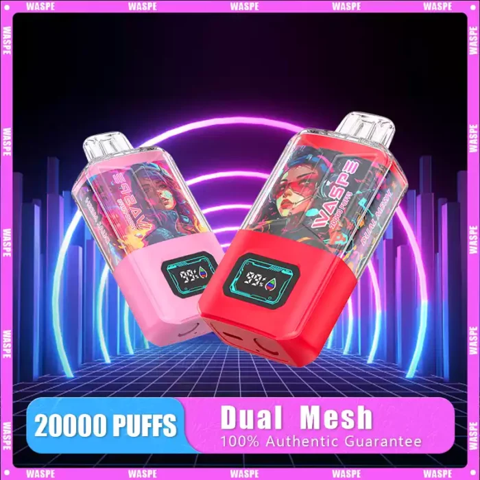 WASPE Dual Mesh Box 20000 Puffs Vape de larga duración con capacidad de 24ml y batería recargable de 900mAh