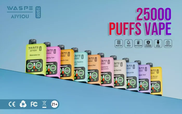 WASPE Dual Mesh Box 25000 Puffs The Ultimate Disposable Vape with Dual Mesh Coil and 25ml Capacity