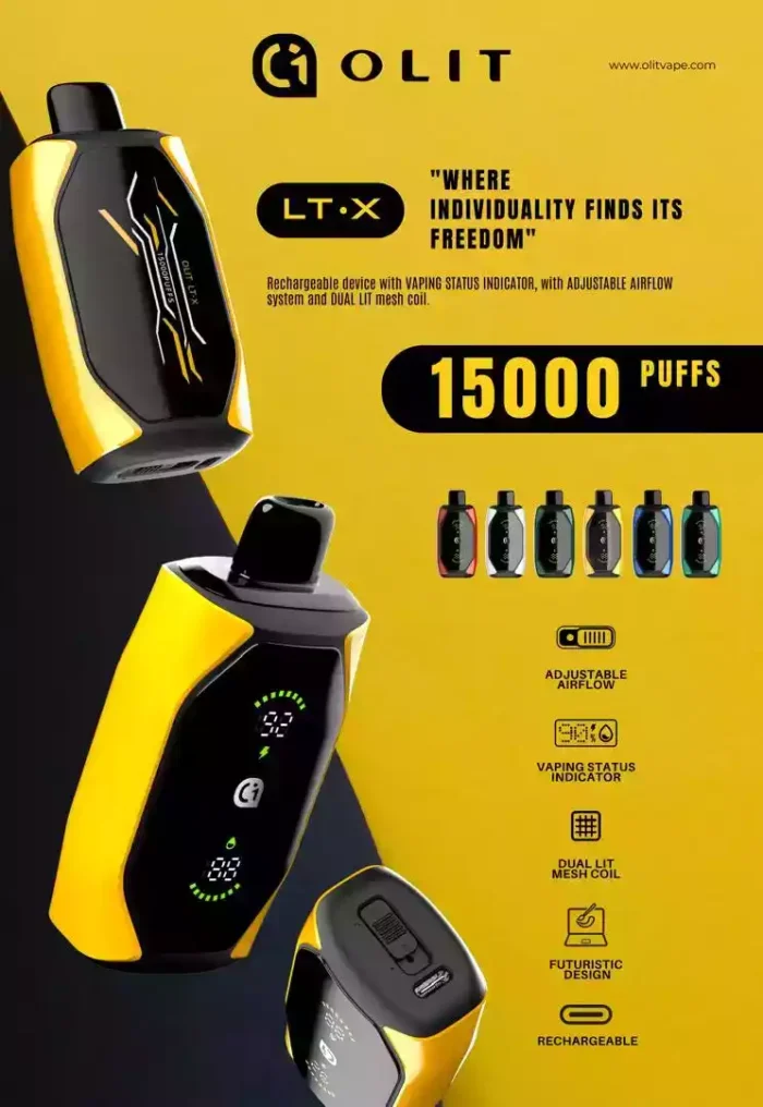 OLIT LT X 15000 Puff: Lo svapo usa e getta definitivo con nicotina 5% e prestazioni di lunga durata